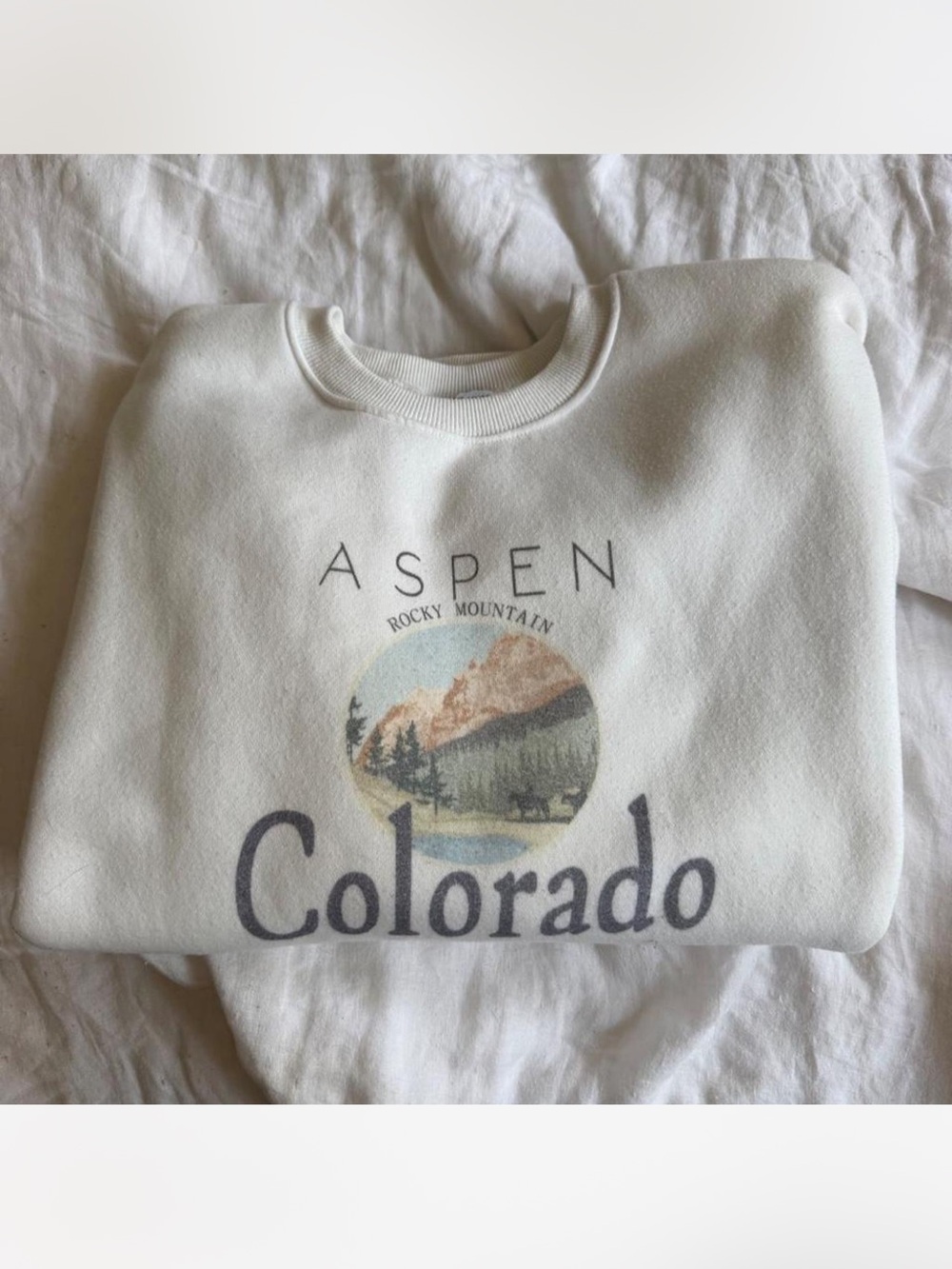 Princess Polly Aspen Colorado Mountain Graphic Crewneck Sweater - White